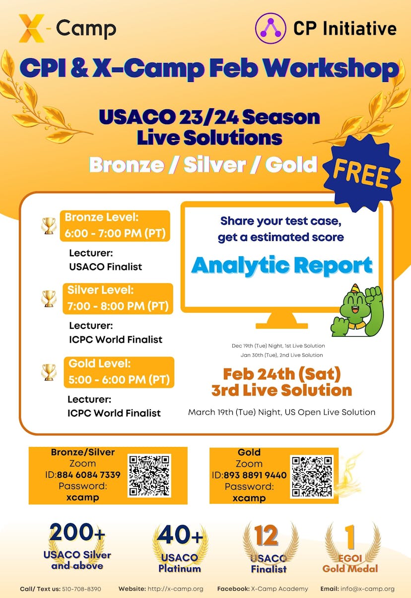 USACO February 2024 Contest Solutions